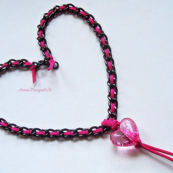 Hand Designed - Hot Pink Bracelet and Choker - Picture 4 of 7
